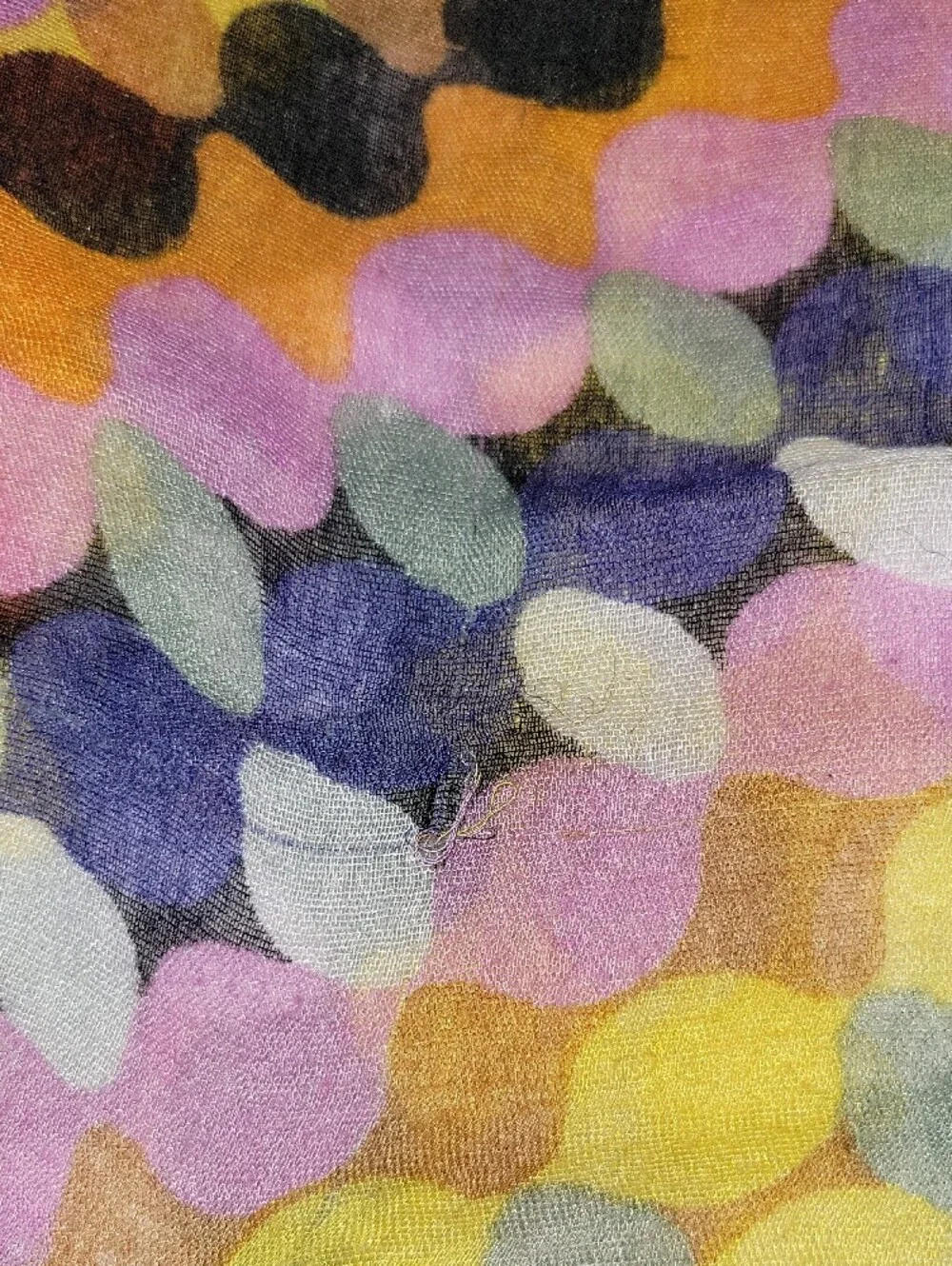 Women's Lightweight Multicolor Polka Dot Scarf - Orange, Yellow & Navy